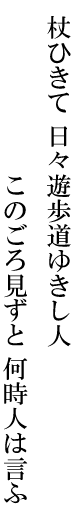 杖ひきて日々遊歩道ゆきし人このごろ見ずと何時人は言ふ