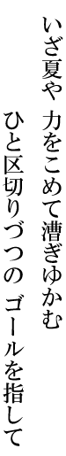 いざ夏や力をこめて漕ぎゆかむひと区切りづつのゴールを指して